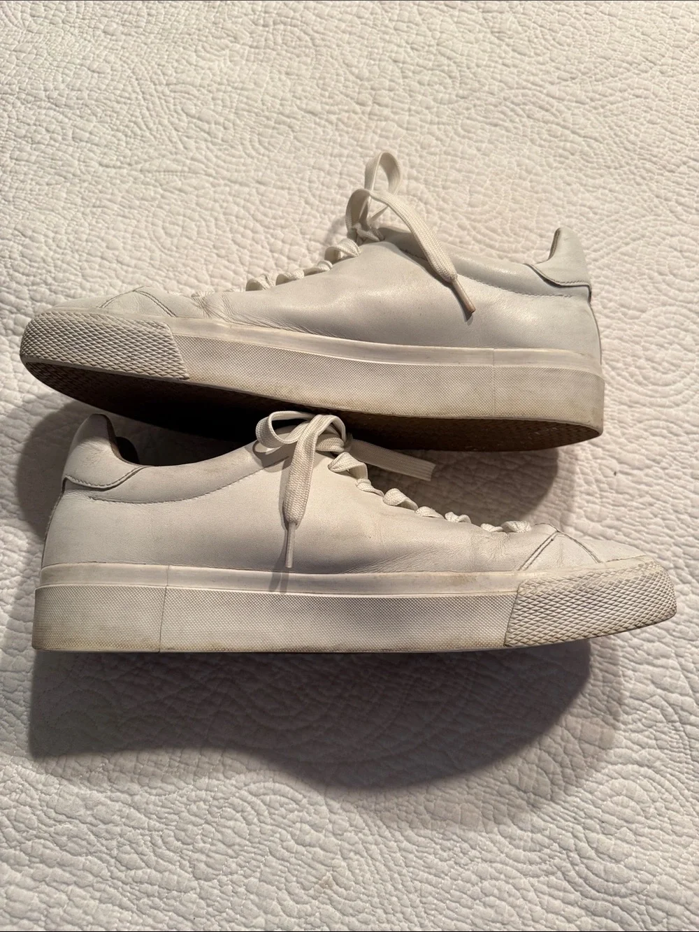 rag & bone White Leather Low-Top Sneakers - Minimal Lace-Up